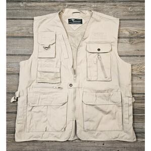 Walkabout Safari Vest Men’s L Tan Pockets Fishing Hunting Outdoor Tactical Khaki